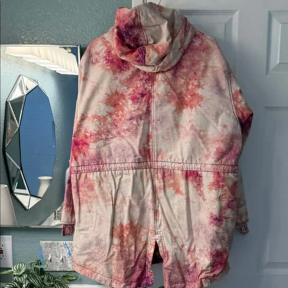 FTie-Dye Hooded Parka Jacket - Pink Multi - Picture 3 of 3